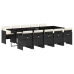 Set de comedor jardín 11 pzas con cojines ratán sintético negro