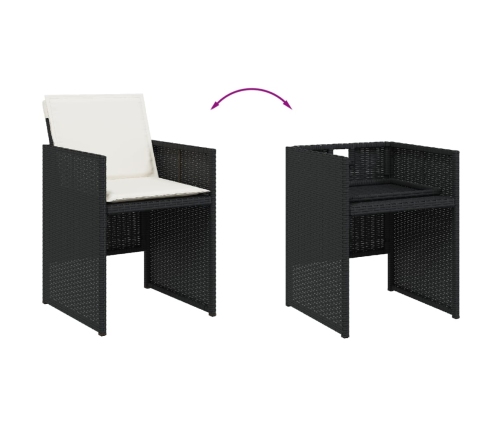 Set de comedor jardín 11 pzas con cojines ratán sintético negro