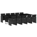 Set de comedor jardín 11 pzas con cojines ratán sintético negro