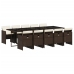 Set comedor de jardín 11 pzas y cojines ratán sintético marrón