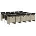 Set de comedor de jardín 11 pzas y cojines ratán sintético gris