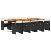 Set de comedor jardín 11 pzas con cojines ratán sintético negro