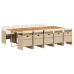 Set comedor de jardín 11 pzas con cojines ratán sintético beige