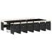 Set comedor de jardín con cojines 13 pzas ratán sintético negro