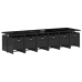 Set comedor de jardín con cojines 13 pzas ratán sintético negro