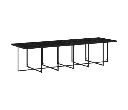 Set comedor de jardín con cojines 13 pzas ratán sintético negro