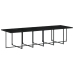 Set comedor de jardín con cojines 13 pzas ratán sintético negro