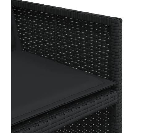 Set comedor de jardín con cojines 13 pzas ratán sintético negro