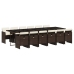 Set muebles de jardín 13 pzas y cojines ratán sintético marrón