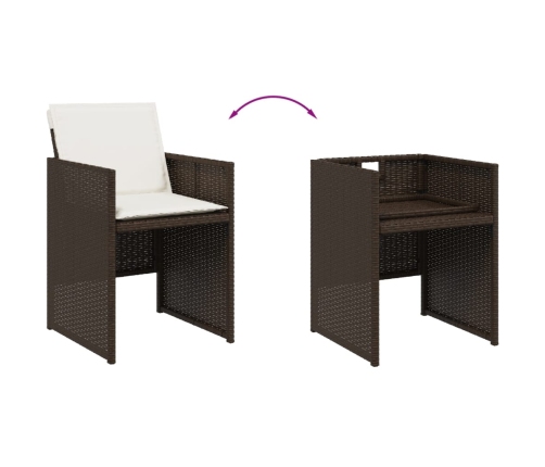 Set muebles de jardín 13 pzas y cojines ratán sintético marrón