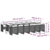 Set muebles de jardín 13 pzas y cojines ratán sintético marrón