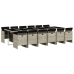 Set comedor jardín y cojines 13 pzas ratán sintético gris claro