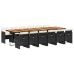 Set comedor de jardín con cojines 13 pzas ratán sintético negro