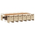 Set comedor de jardín con cojines 13 pzas ratán sintético beige