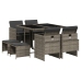 Set comedor jardín 9 pzas y cojines ratán sintético gris