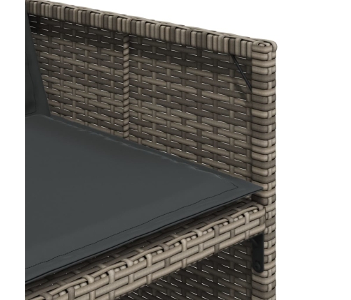 Set comedor jardín 9 pzas y cojines ratán sintético gris