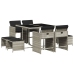 Set comedor de jardín 9 pzas cojines ratán sintético gris claro