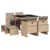 Set comedor de jardín 9 pzas con cojines ratán sintético beige