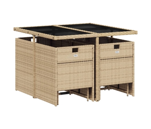 Set comedor de jardín 9 pzas con cojines ratán sintético beige