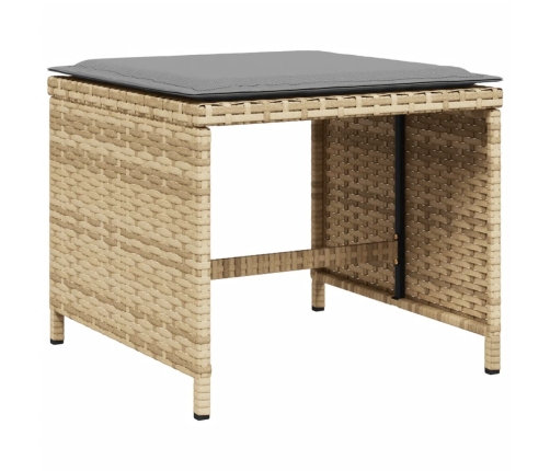 Set comedor de jardín 9 pzas con cojines ratán sintético beige
