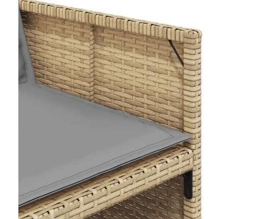 Set comedor de jardín 9 pzas con cojines ratán sintético beige