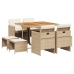 Set comedor de jardín 9 pzas con cojines ratán sintético beige