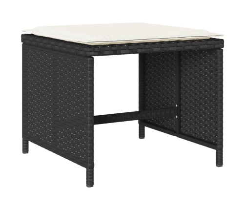 Set de comedor jardín 11 pzas con cojines ratán sintético negro