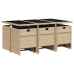 Set comedor de jardín 11 pzas con cojines ratán sintético beige