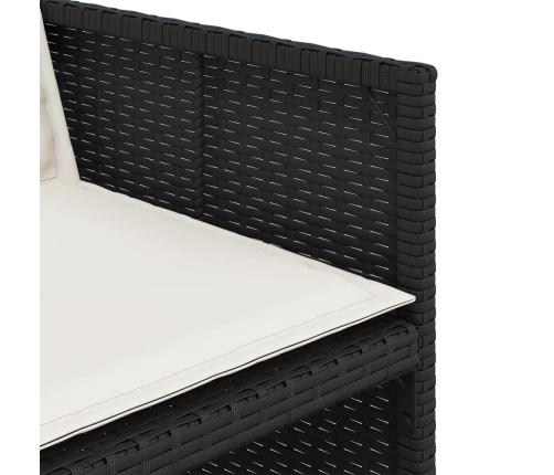 Set comedor de jardín con cojines 13 pzas ratán sintético negro
