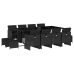 Set comedor de jardín con cojines 13 pzas ratán sintético negro