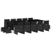 Set comedor de jardín con cojines 15 pzas ratán sintético negro