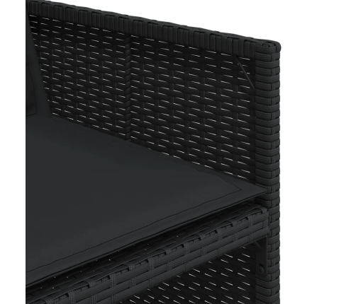 Set comedor de jardín con cojines 15 pzas ratán sintético negro