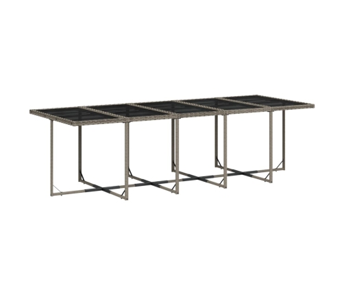 Set comedor de jardín con cojines 15 pzas ratán sintético gris