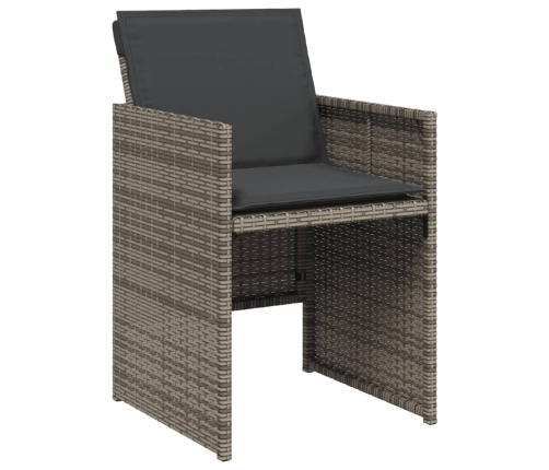 Set comedor de jardín con cojines 15 pzas ratán sintético gris