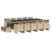 Set comedor de jardín con cojines 15 pzas ratán sintético beige
