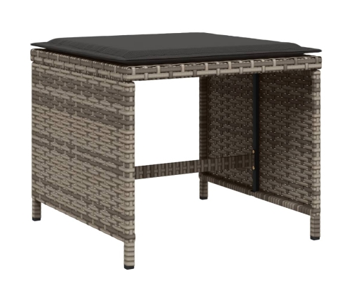 Set comedor de jardín con cojines 15 pzas ratán sintético gris