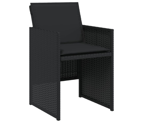 Set de muebles jardín 17 pzas con cojines ratán sintético negro