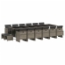 Set comedor de jardín 17 pzas y cojines ratán sintético gris