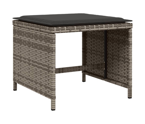 Set comedor de jardín 17 pzas y cojines ratán sintético gris