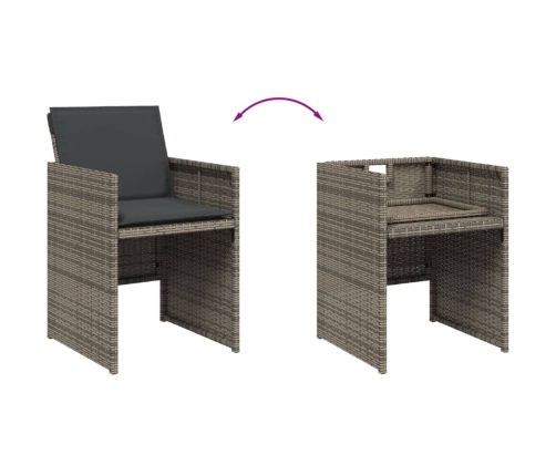 Set comedor de jardín 17 pzas y cojines ratán sintético gris