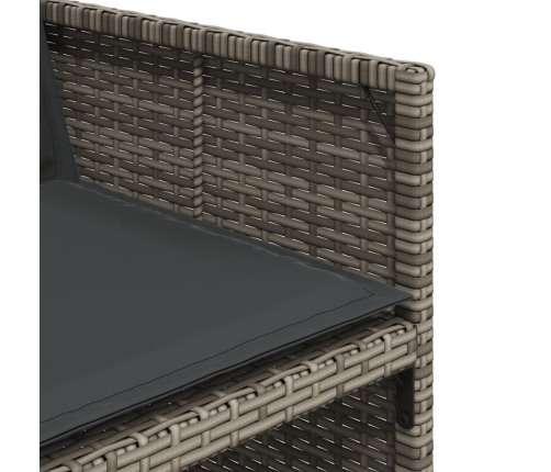 Set comedor de jardín 17 pzas y cojines ratán sintético gris