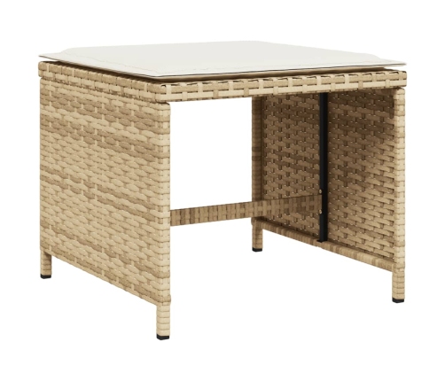 Set comedor de jardín 17 pzas con cojines ratán sintético beige