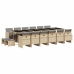 Set comedor de jardín 17 pzas con cojines ratán sintético beige