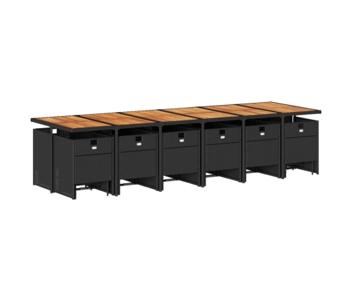 Set de muebles jardín 17 pzas con cojines ratán sintético negro