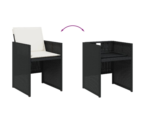 Set de muebles jardín 17 pzas con cojines ratán sintético negro