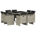 Set comedor de jardín 9 pzas cojines ratán sintético gris claro