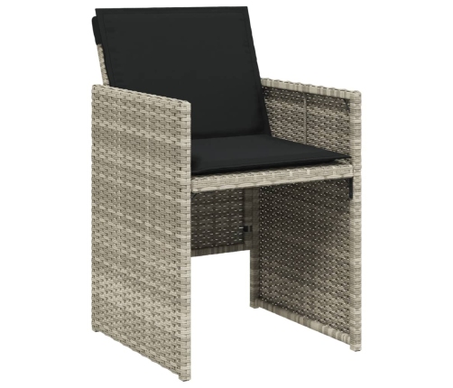 Set comedor de jardín 9 pzas cojines ratán sintético gris claro
