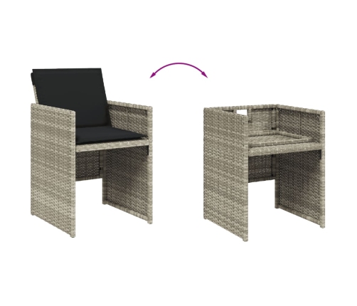 Set comedor de jardín 9 pzas cojines ratán sintético gris claro