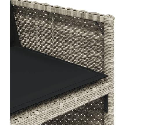 Set comedor de jardín 9 pzas cojines ratán sintético gris claro