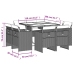 Set comedor de jardín 9 pzas cojines ratán sintético gris claro